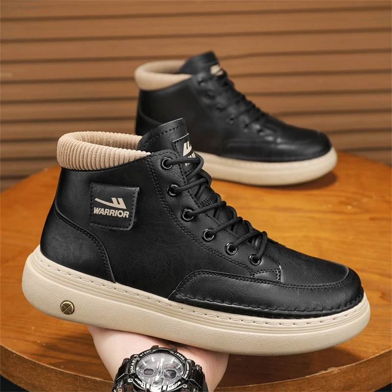 回力男鞋冬季2025新款户外防水高帮休闲皮鞋男士英伦风工装马丁靴