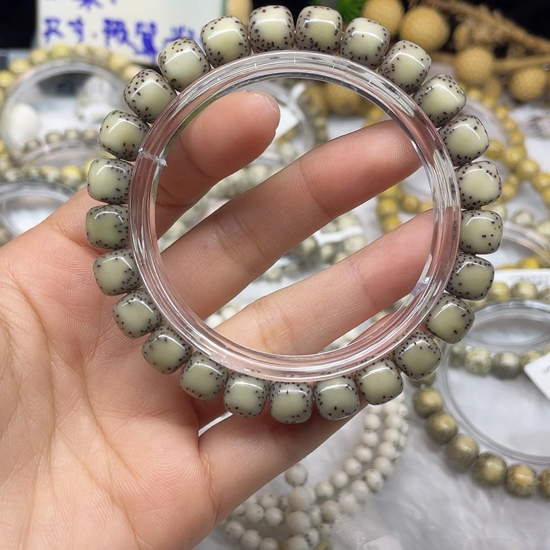 星月菩提手串9*8石玉 灰冰大留白