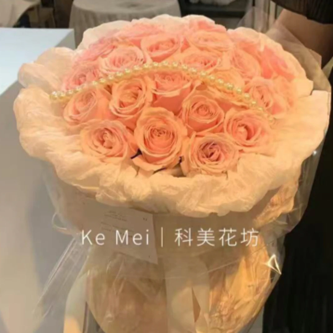 玫瑰普洱-19朵粉玫瑰小香风鲜花花束汶上小时达同城配送