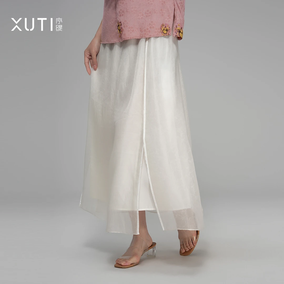 序缇国风新中式桑蚕丝半身裙女夏季新款显瘦长裙子H79-12313