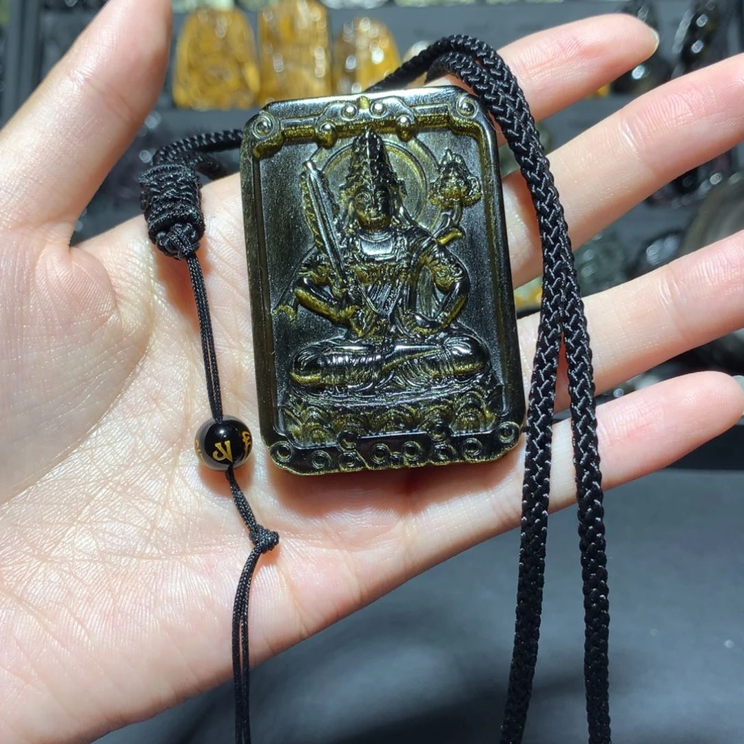 黑曜岩未镶嵌吊坠(赠链)疯*