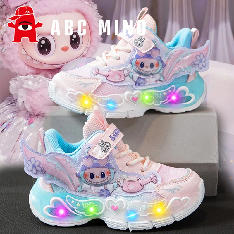 ABC MINO拉布布女童运动鞋2025新款秋季亮灯女孩儿童公主老爹鞋子