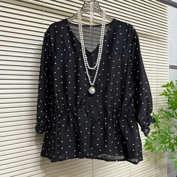 大码衬衫宽松型秋季六分袖薄款