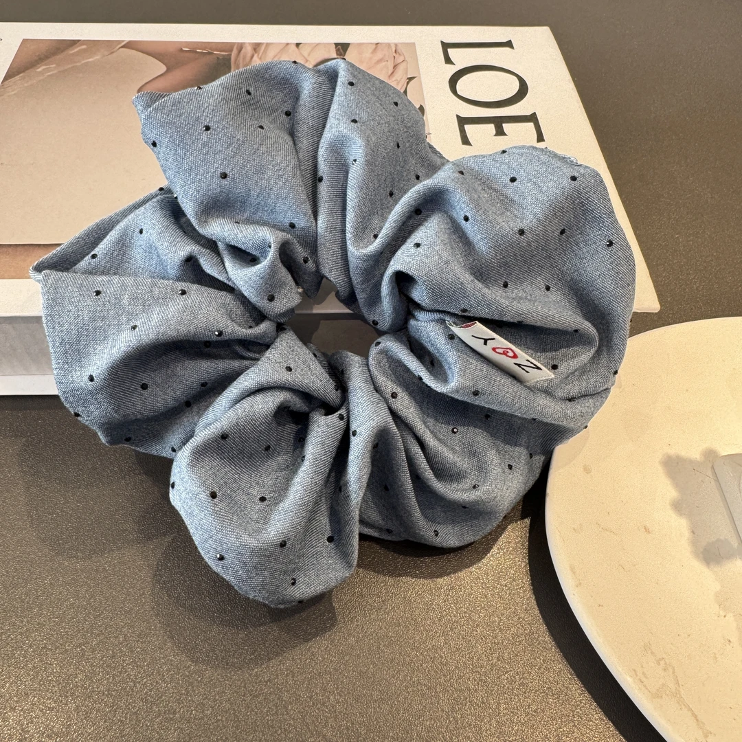 满天星烫钻布艺大肠发圈网红新款头绳女简约发绳扎发小众文艺发饰