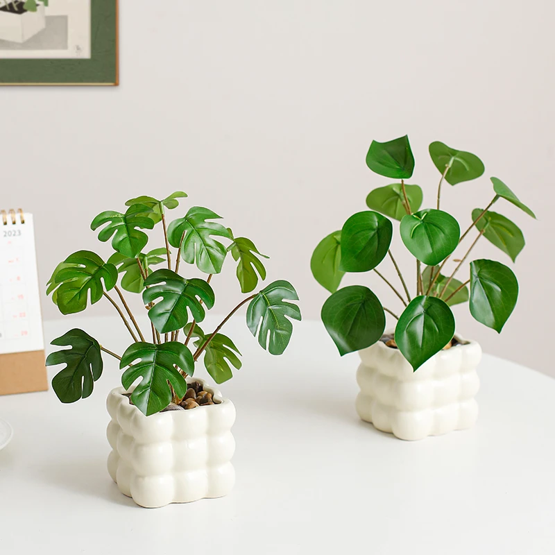 北欧植物盆栽摆件客厅桌面盆景绿植室内装饰创意室内假花餐桌花束