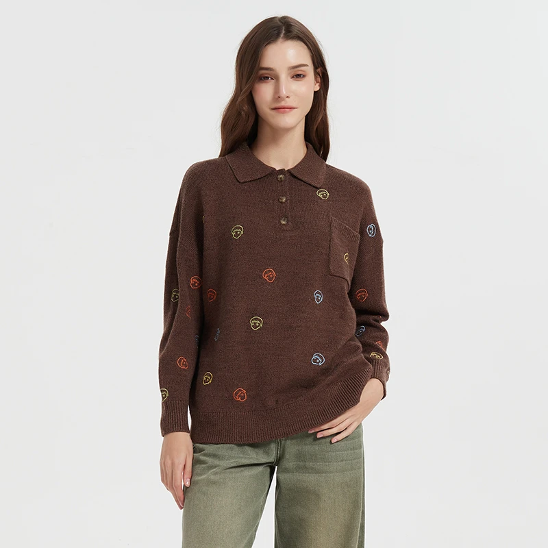 Petit Bari 刺绣宝宝头毛衫