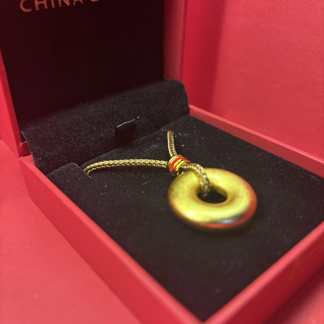 铜合金吊坠 平安扣吊坠 实心素圈泥鳅背复古金色项链配饰素款传承