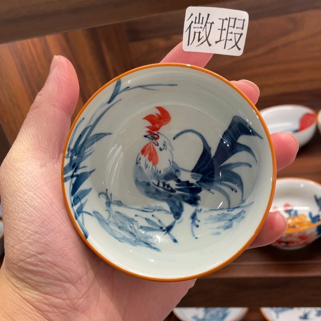 釉下手绘茶具微瑕