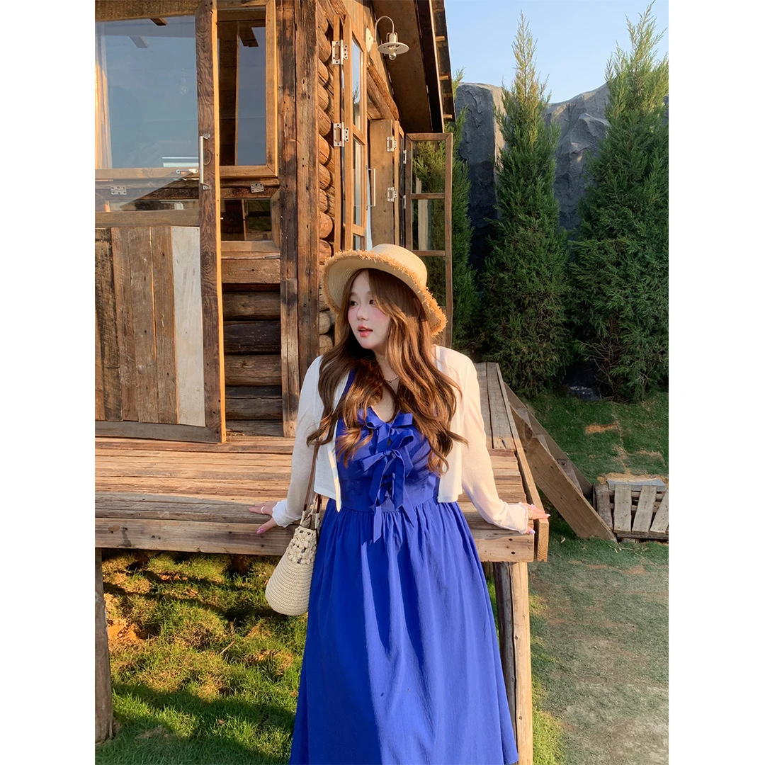 徐达布【假日公园】大码挂脖式连衣裙夏季海边度假长裙L31924C52