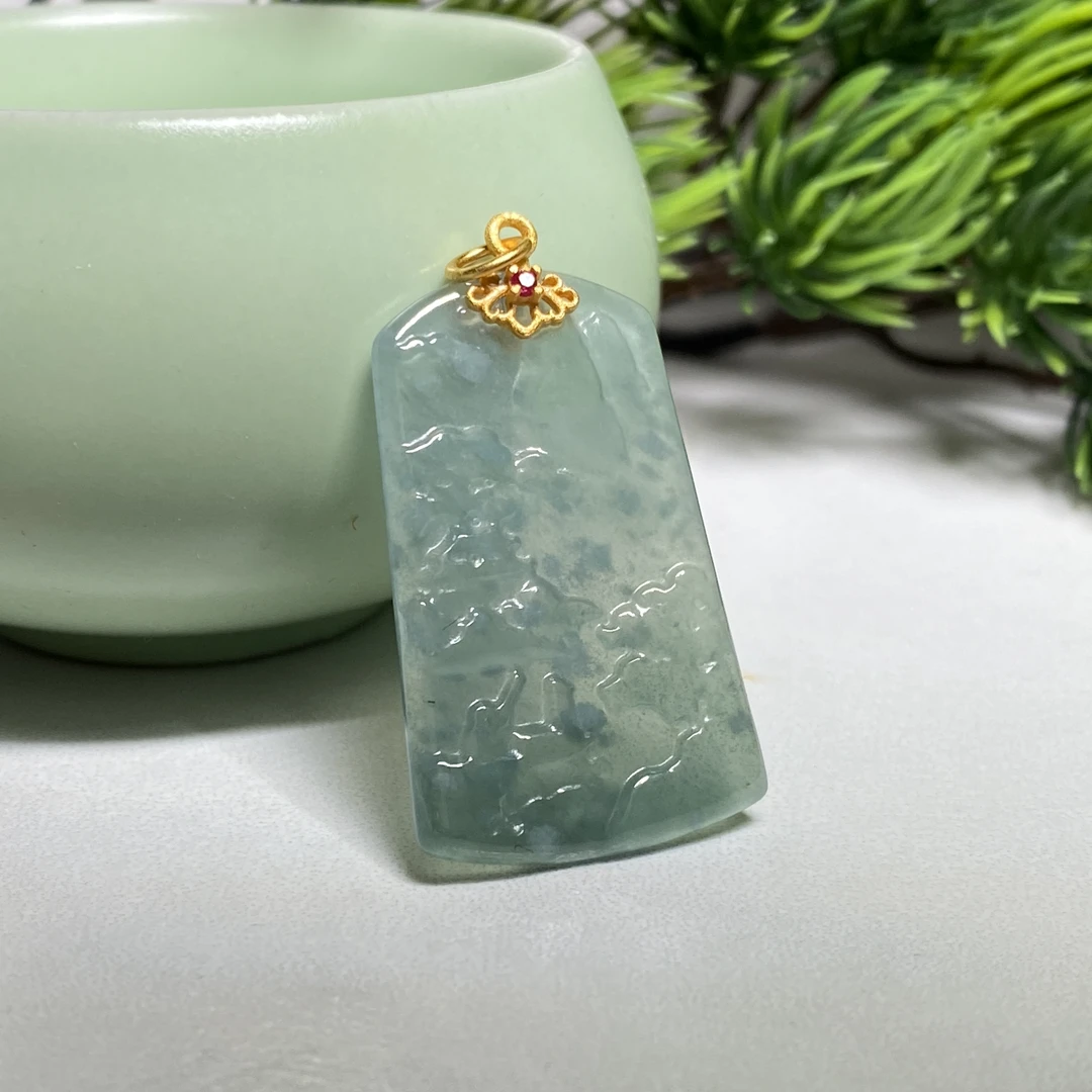 【小北好物】S925银翡翠吊坠-17QS35X11【多样性发一件】约19*31mm