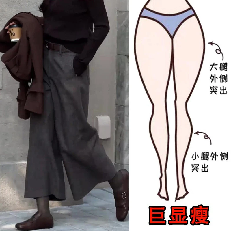 早春新款简约气质穿搭高腰毛呢九分直筒阔腿裤遮肉显瘦休闲裤女