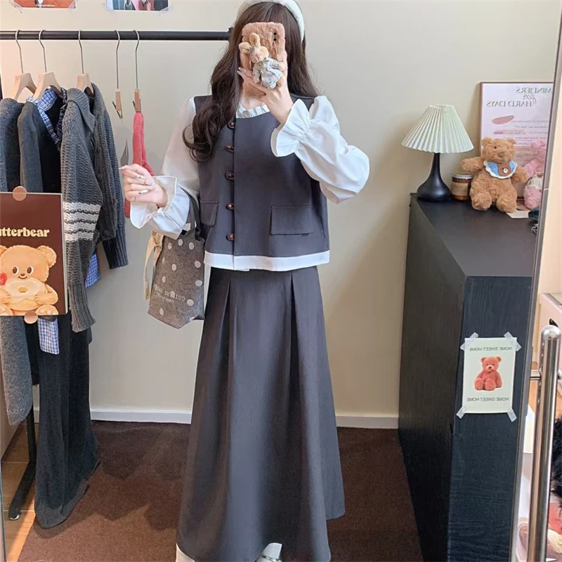 2025秋季爆款时尚学院风气质慵懒小香风减龄小个子显瘦遮肉套装