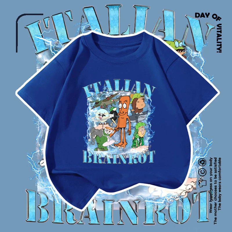 tungtungsahur通通哥木棍人抽象国外山海经纯棉短袖儿童T恤夏上衣