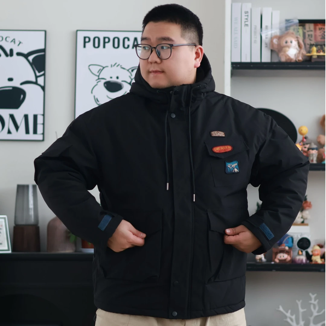 【特价棉服】冬季新款男日系潮牌大口袋工装连帽棉衣加厚外套