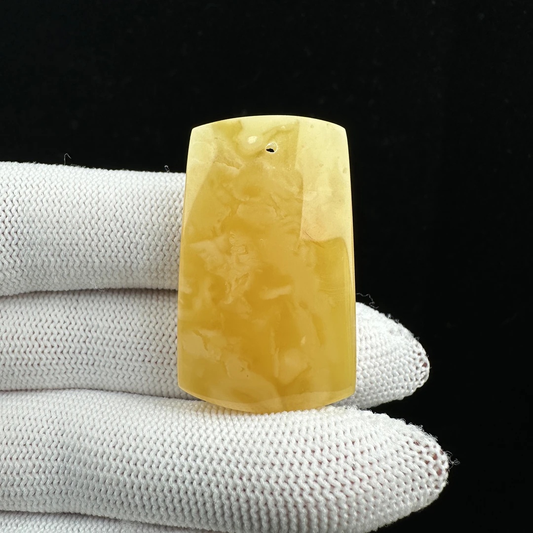 Y2371天然原矿蜜蜡 满蜡飘花无事牌 23*38*8mm抖音基地质检发货