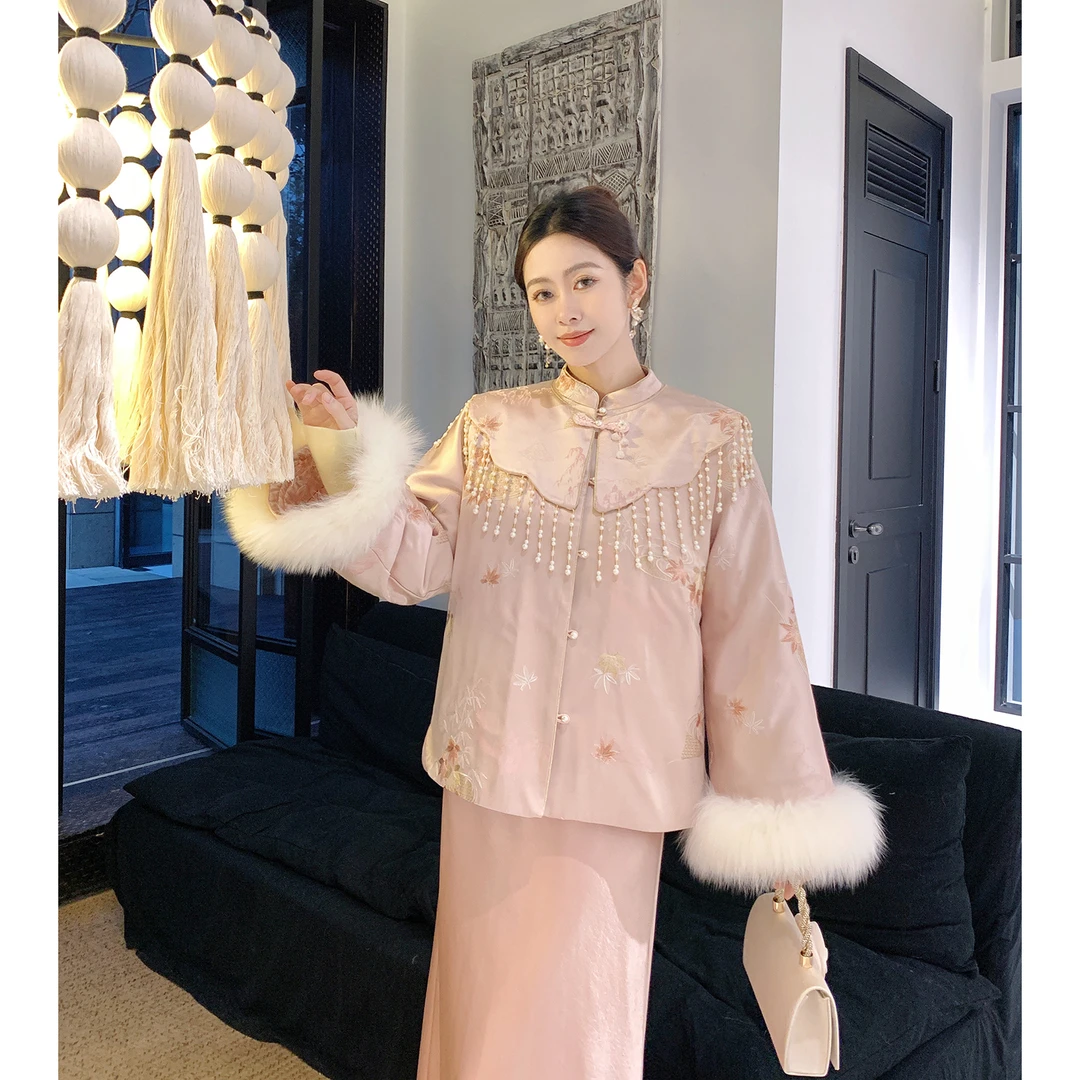 果果家【镜花水月】新中式加厚羽绒服2025保暖设计师冬季女百搭外套