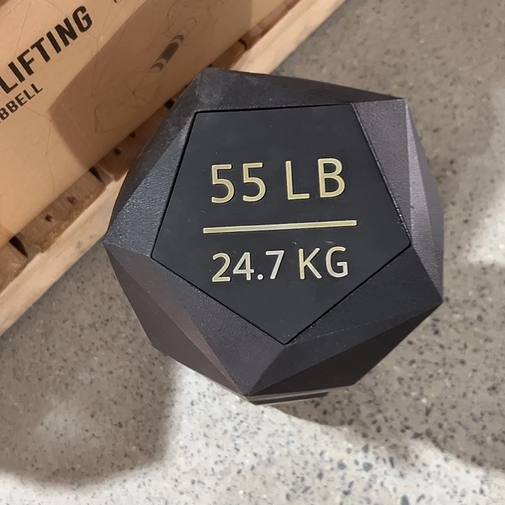 全新多边形实心铁哑铃24.7公斤一对