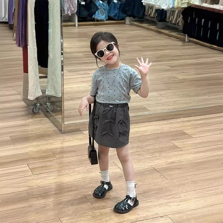 时尚潮童夏新款女童阔腿印花棉长裤个性韩版直筒休闲裤儿童