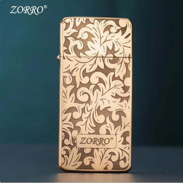 ZORRO佐罗防风煤油打火机男士超薄大唐草薄款窄机创意送男友礼物