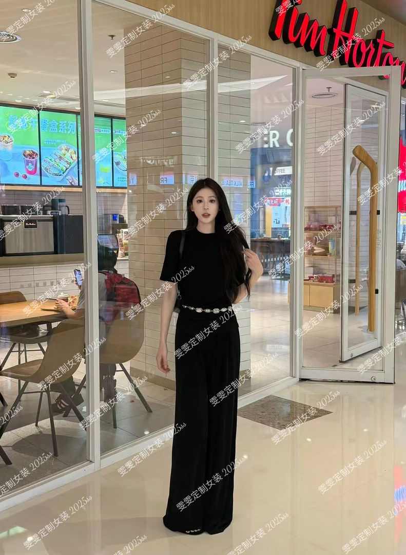 【雯雯】夏季新款气质度假短袖衬衫阔腿裤显瘦时尚两件套-GZ25053