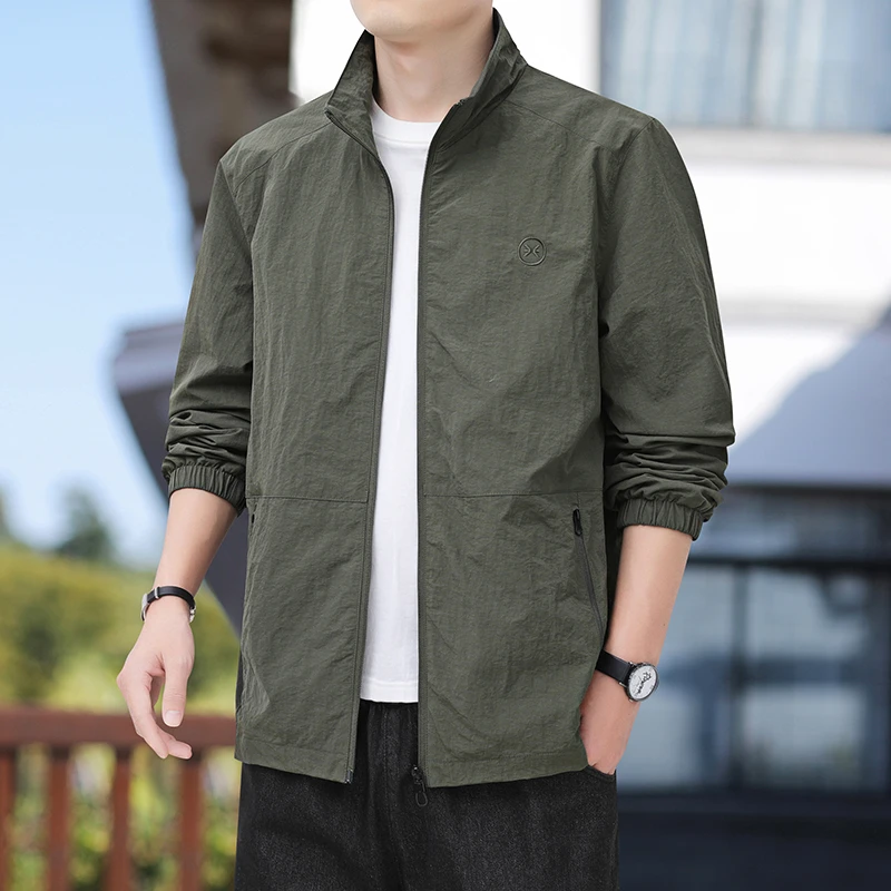 男士夹克2025春秋季新款男装宽松户外防风立领百搭休闲外套上衣