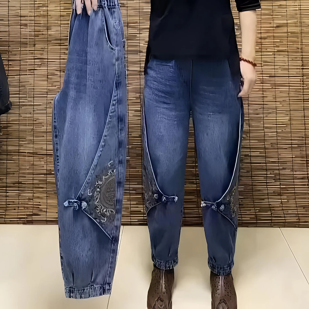 2025春秋时尚新款牛仔老爹裤面料柔软舒适上身效果洋气百搭哈伦裤
