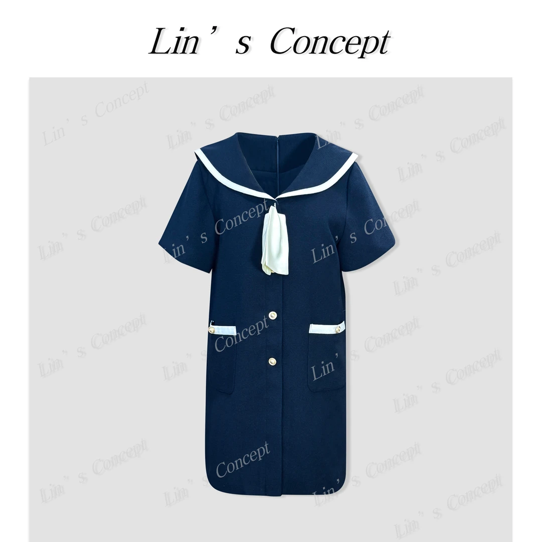 【Lin's concept】极简设计师款海军领小香风连衣裙 DL2405543