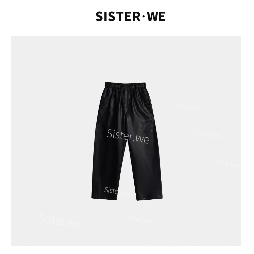 【no退no换】薇姐【黑烟】Sister·We 经典时尚百搭显瘦直筒皮裤9968