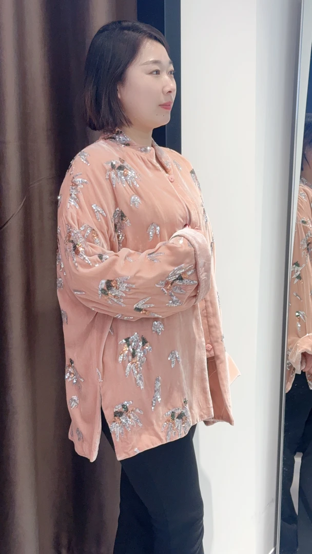 新款国风新中式重工桑蚕丝刺绣亮片宽松显瘦长袖外套