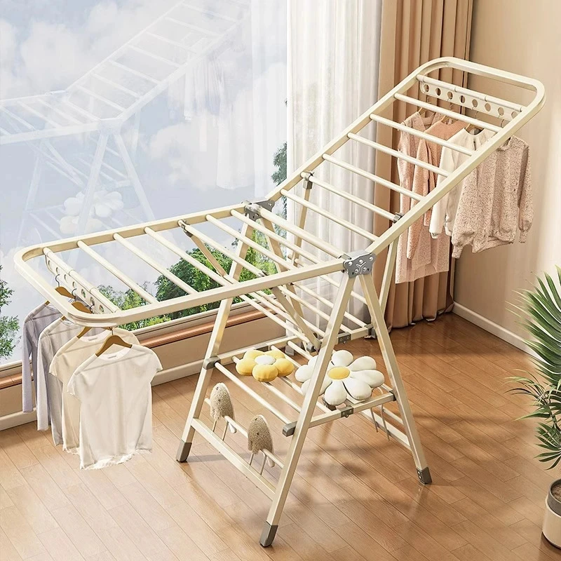 优勤折叠晾衣架落地阳台家用挂衣架室内凉衣杆户外简易晒被子神器