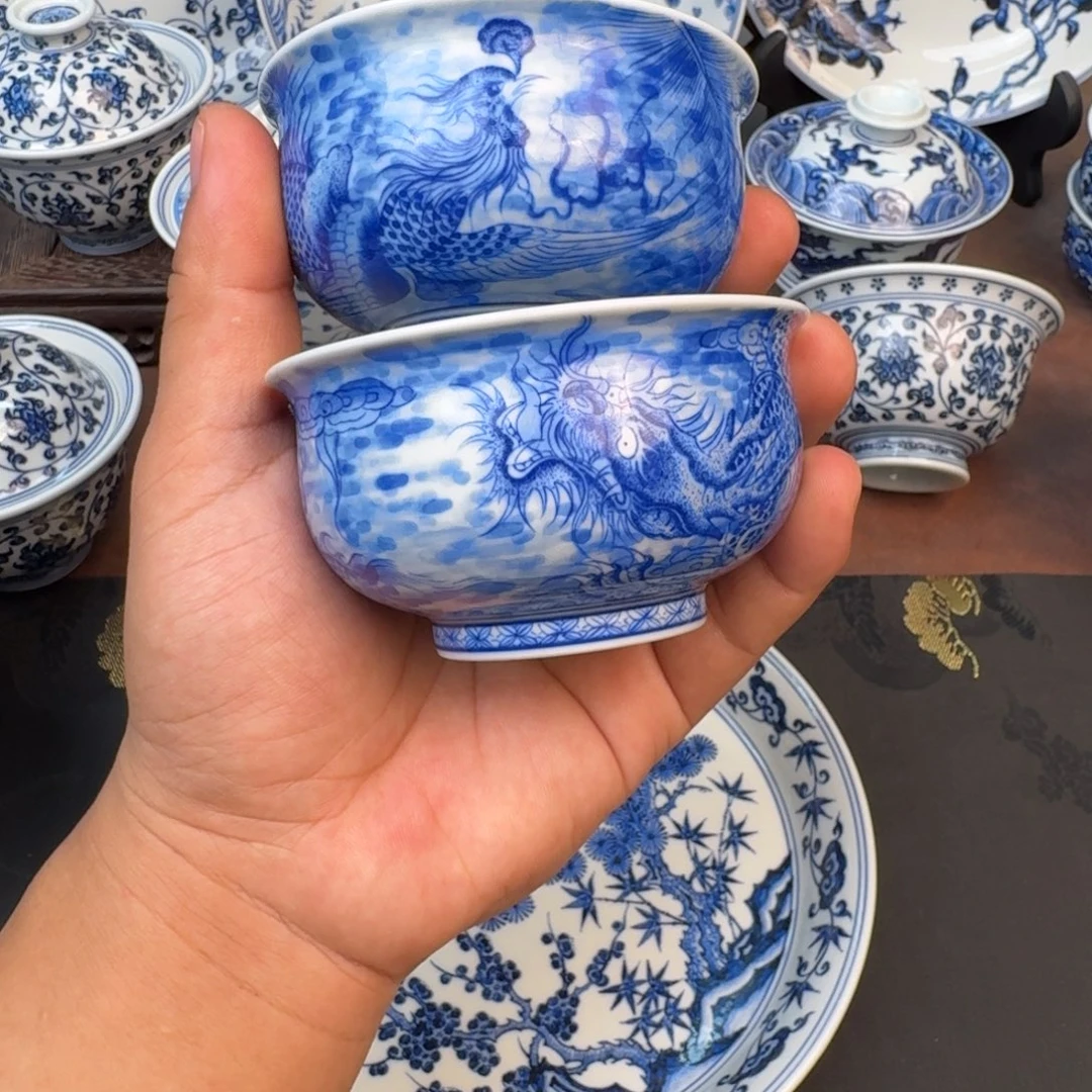 摆件龙凤对杯手绘