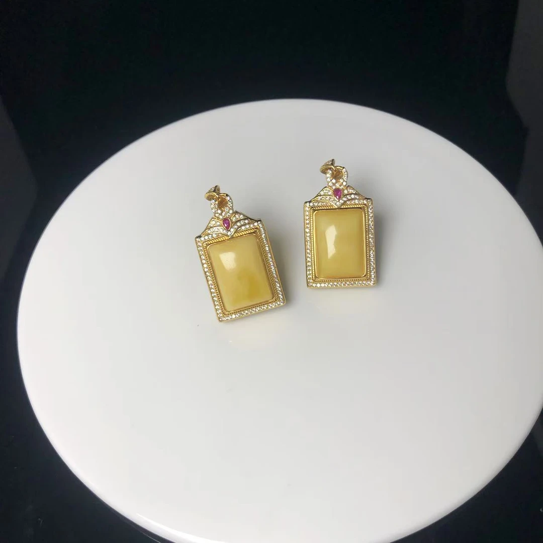 S925银镶蜜蜡吊坠(多样性发一件)  J521