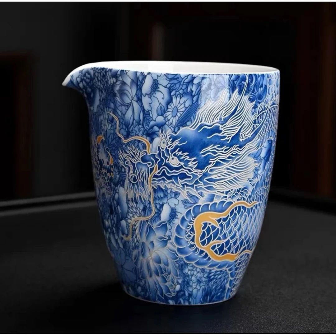 冰白掐丝银龙公道分茶器F35