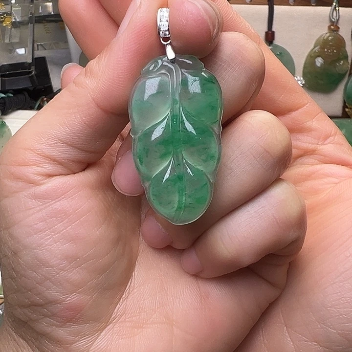 石英质玉银S925镀金镶嵌吊坠(不含链)