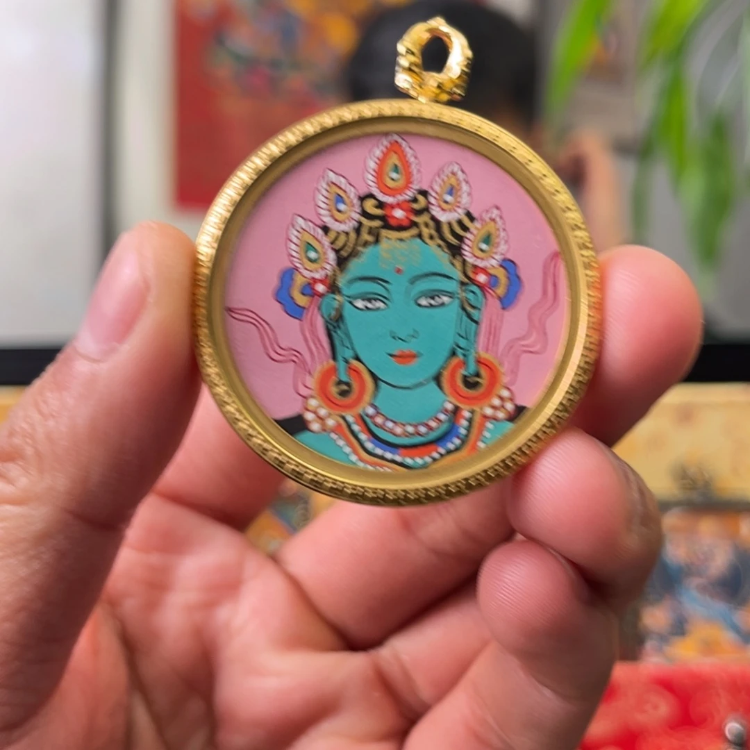 吊坠纯手绘绿度母福利拉新238