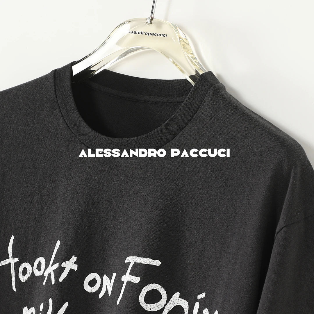 AP洛哥52068TT【口号T】100棉圆领字母印花炒色做旧水洗时尚短袖T恤