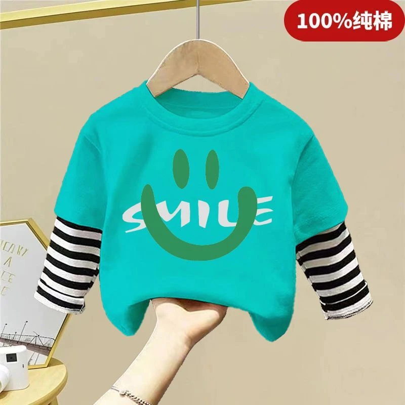 纯棉女童装洋气小童长袖T恤韩版新款春秋装上衣服男童宝宝打底衫T