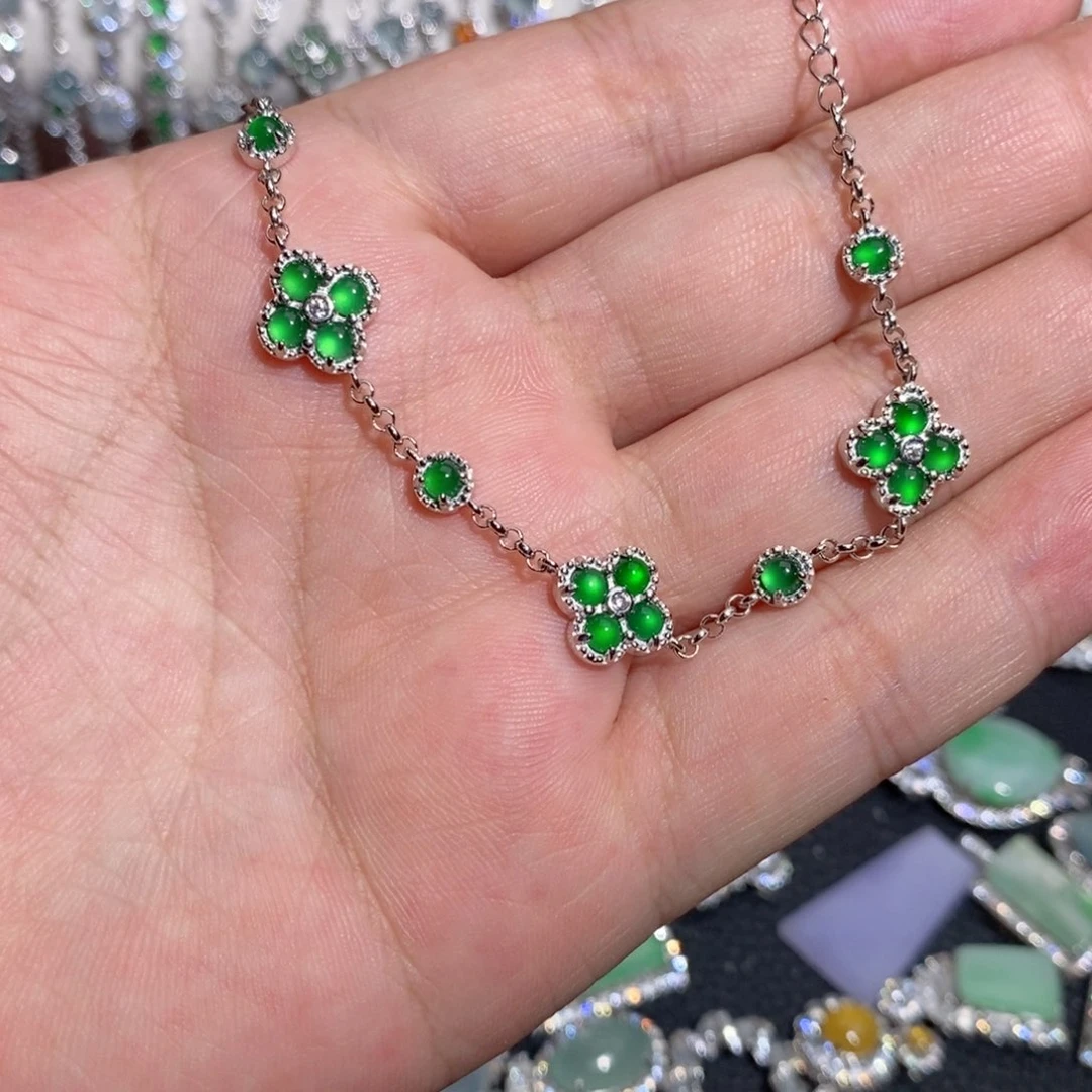 银S925镶嵌手链翡翠j j io