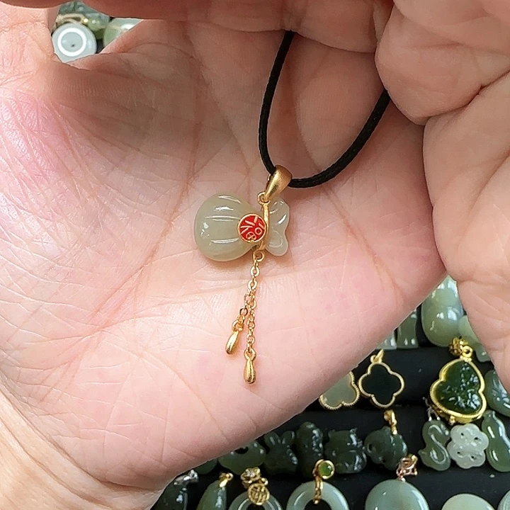 和田玉银S925镶嵌吊坠(不含链)