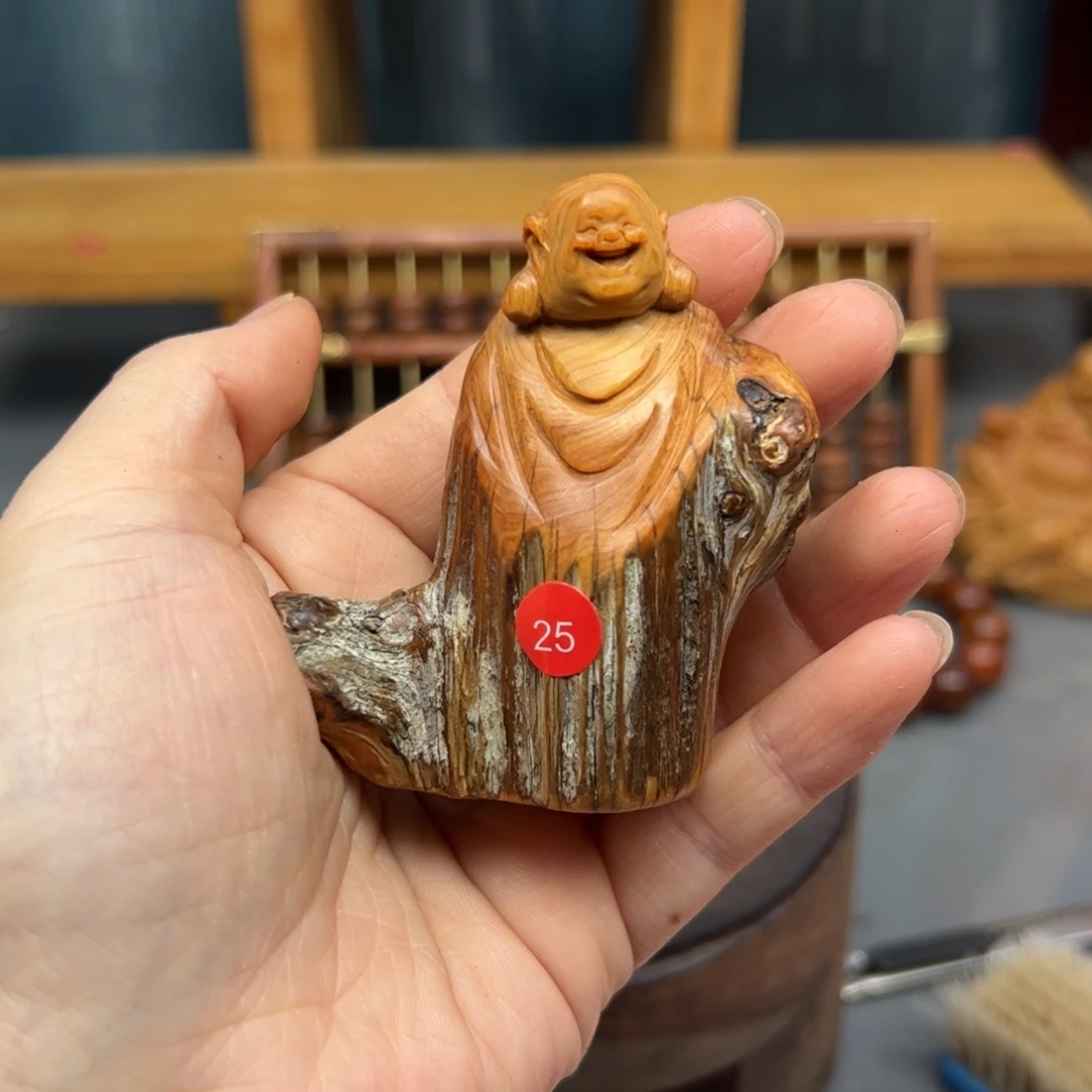 财***进木崖柏木摆件手把件，