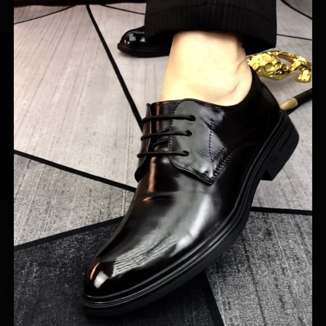 品牌【雷述富】男士头层水牛皮商务休闲鞋透气舒适百搭防滑耐磨结婚