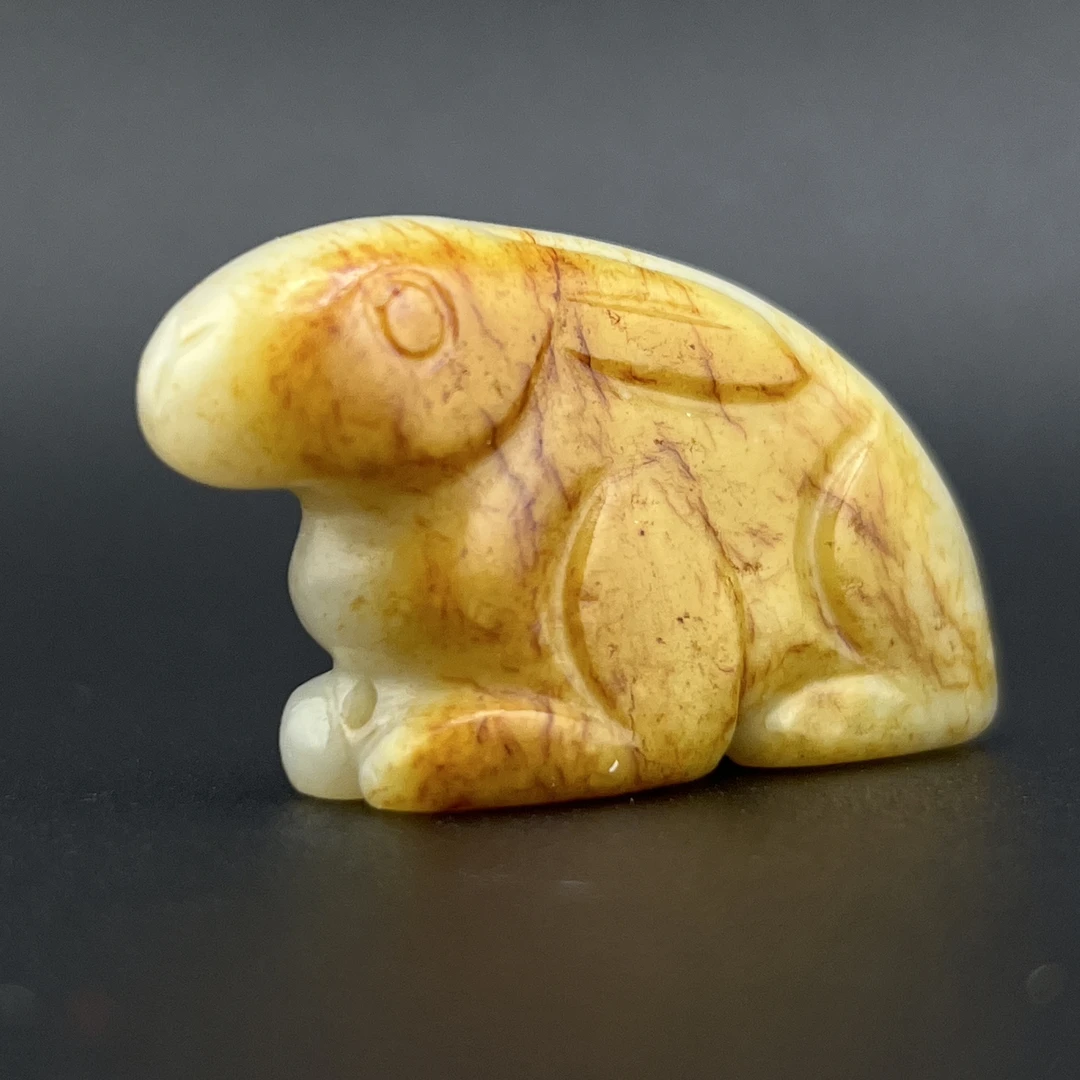 "清代和田玉兔/ DL027066/ 古玩/收藏/德州文物"