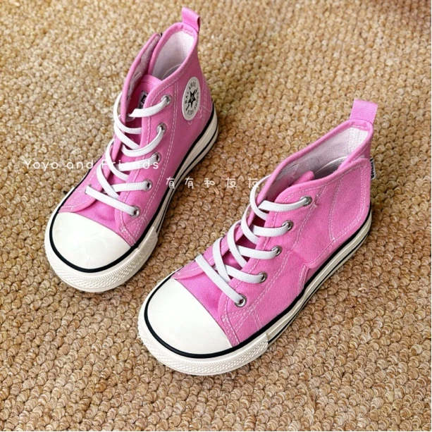 有有家·儿童高品质春夏款韩系超百搭休闲透气纯色高帮帆布鞋395