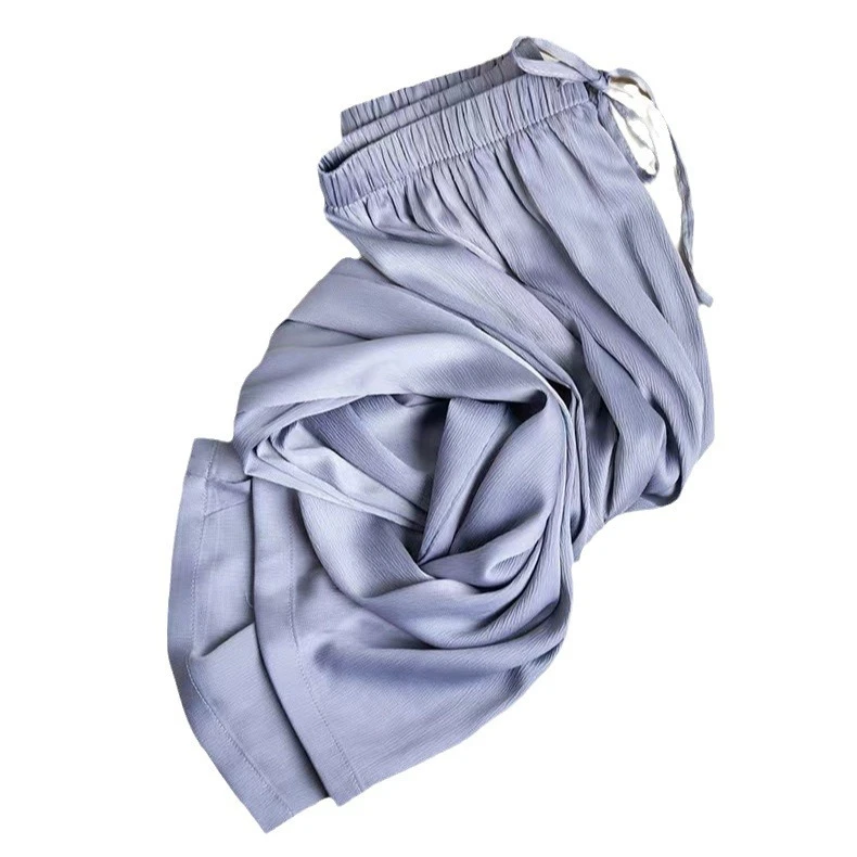 2025凉感冰丝阔腿裤女夏季薄款百搭休闲拖地裤高腰垂感宽松裤子女