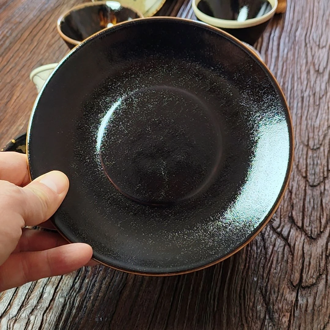 吉州窑原矿手工柴窑柴烧黑色釉壶承