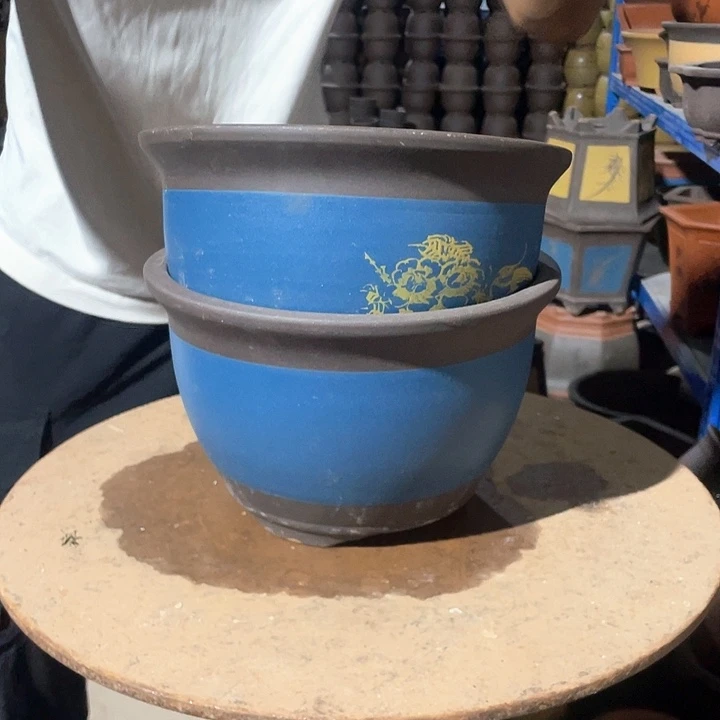 25-25蓝色花盆花盆花盆