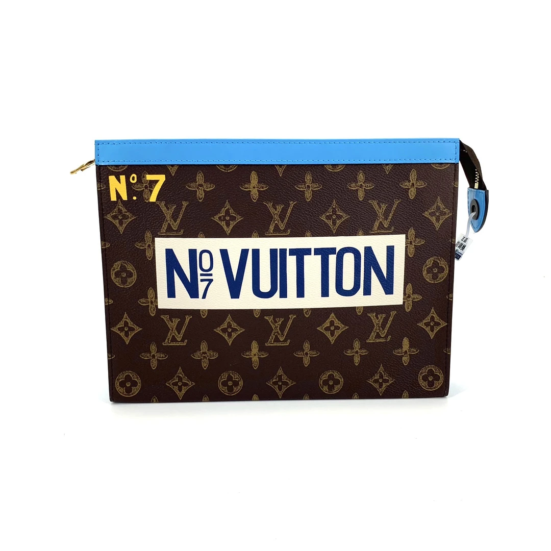 95新 LouisVuitton/路易威登 棕老花限量印花洗漱手拿包  尺27/21