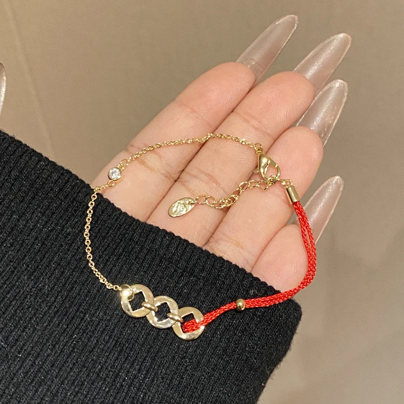 【钱串子】简约气质高级感轻奢红绳手链A3880