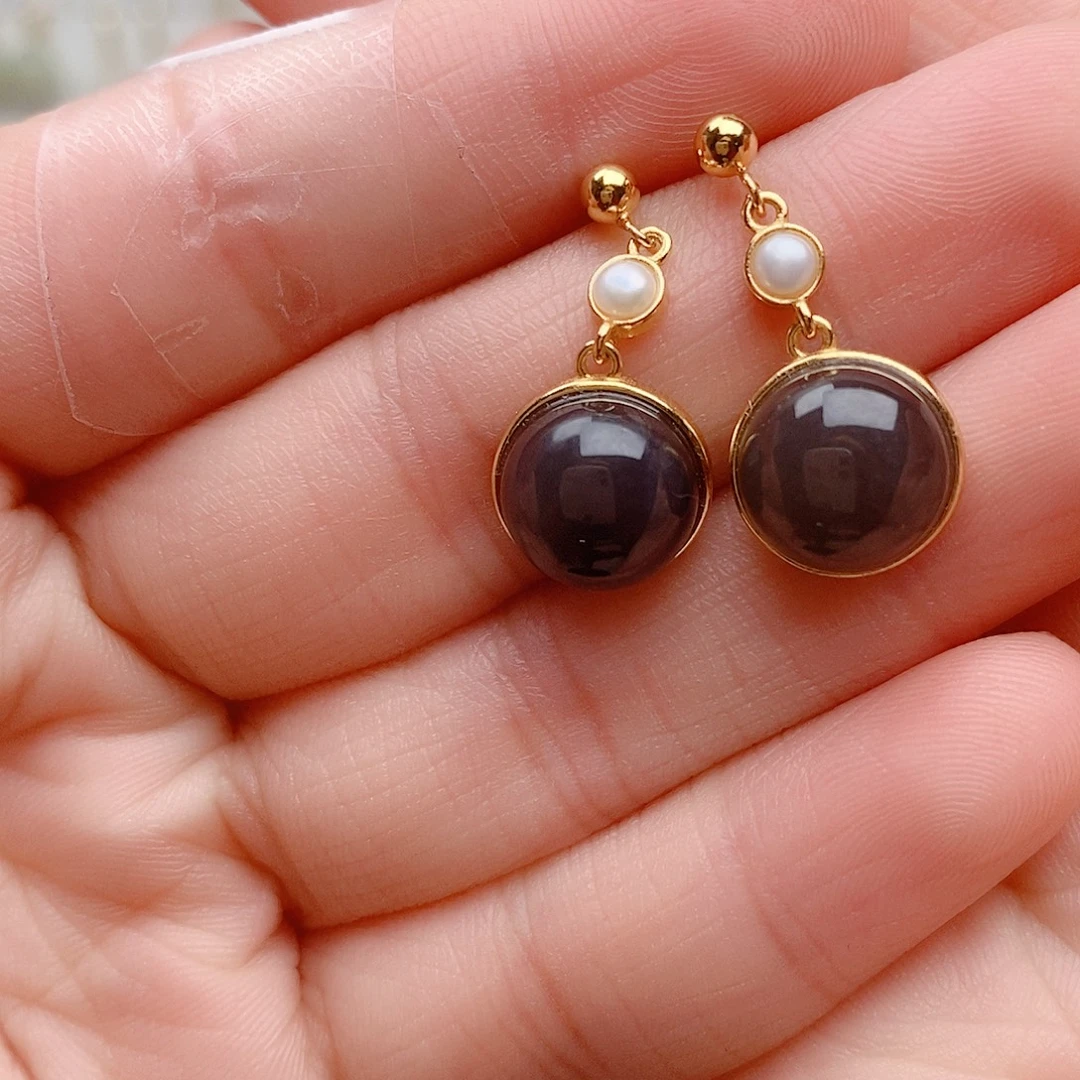 和田玉银S925镶嵌耳饰