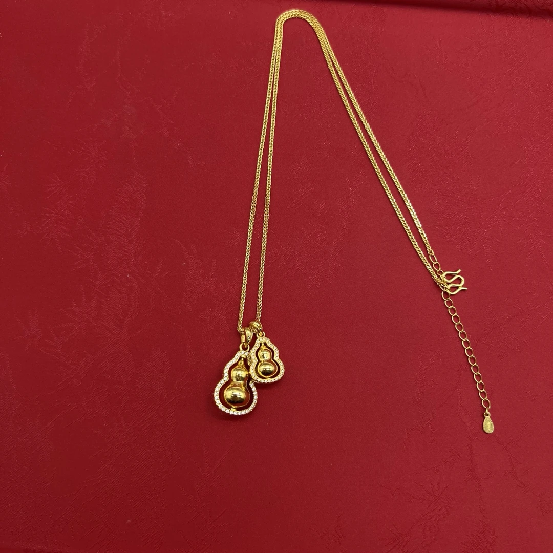 坠链均足银 点钻双葫芦套链（简约时尚）